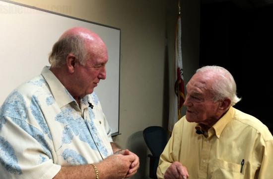 Phil Brock talks to Santa Monica resident Jerry Rosenblum.